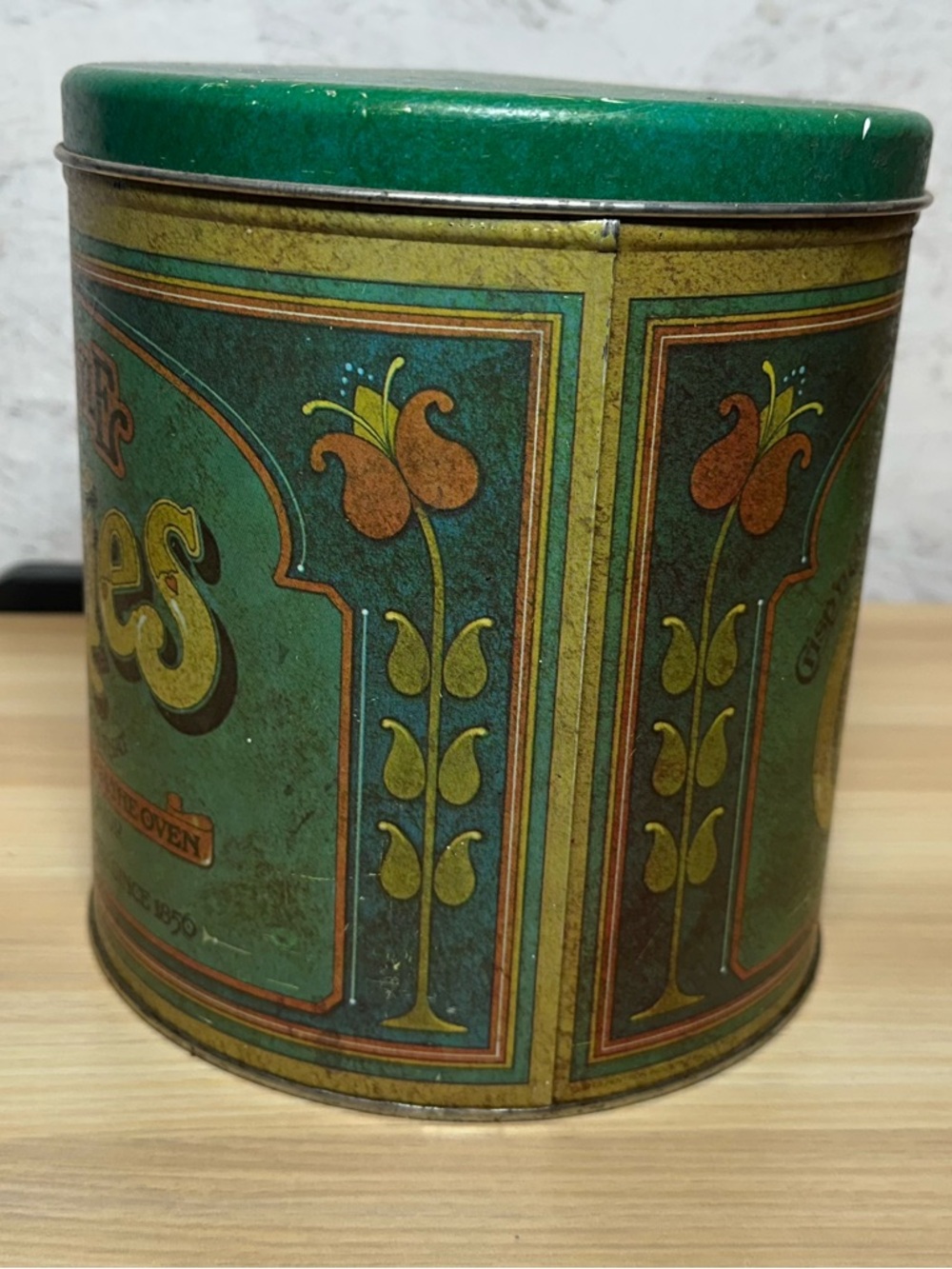 Ballonoff off Green Cookie Tin Storage Canister vintage 70s - Picture 2 of 5